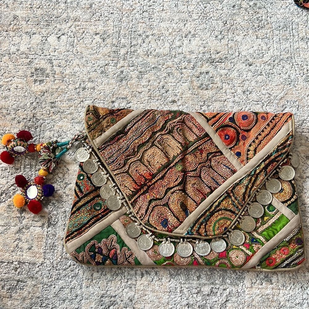 NWT antik batik boho clutch hand work - Picture 3 of 12